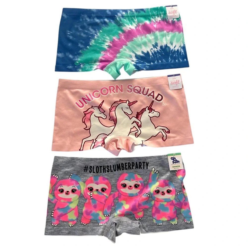 NWT 3 Pair Justice Store Girls Oh So Soft Shorties Boy Shorts Underwear